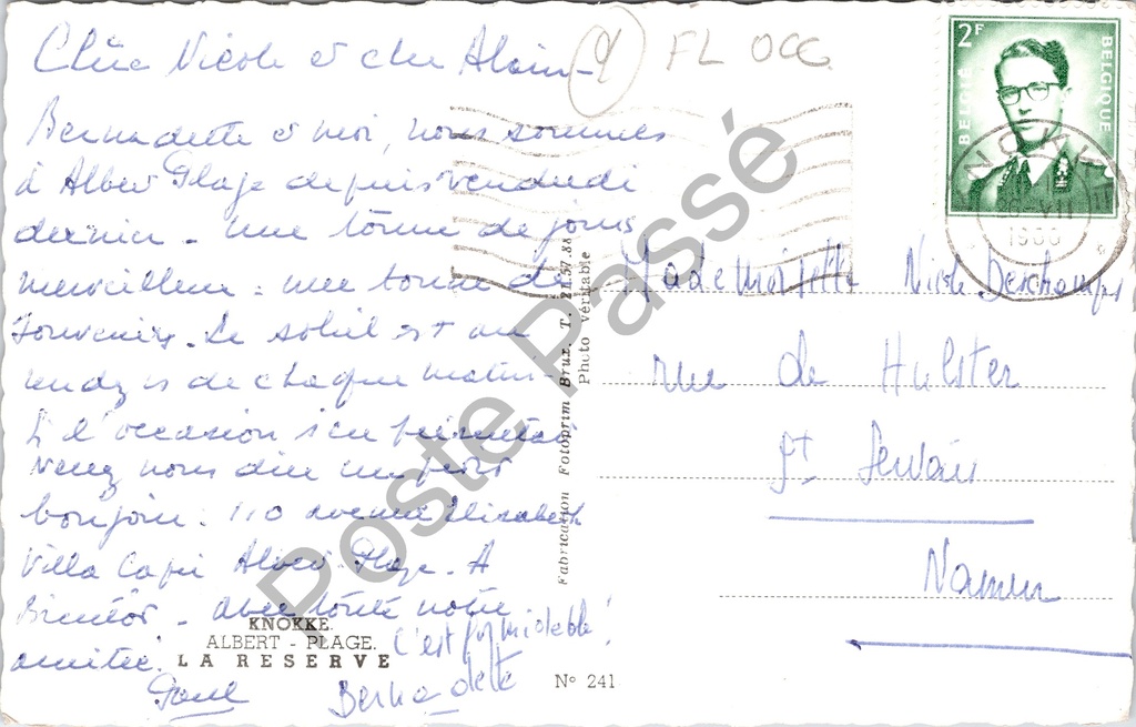 Knokke-Heist - "KNOKKE. ALBERT-PLAGE. LA RESERVE" - Restaurant/paviljoen La Réserve – achterzijde van de originele postkaart