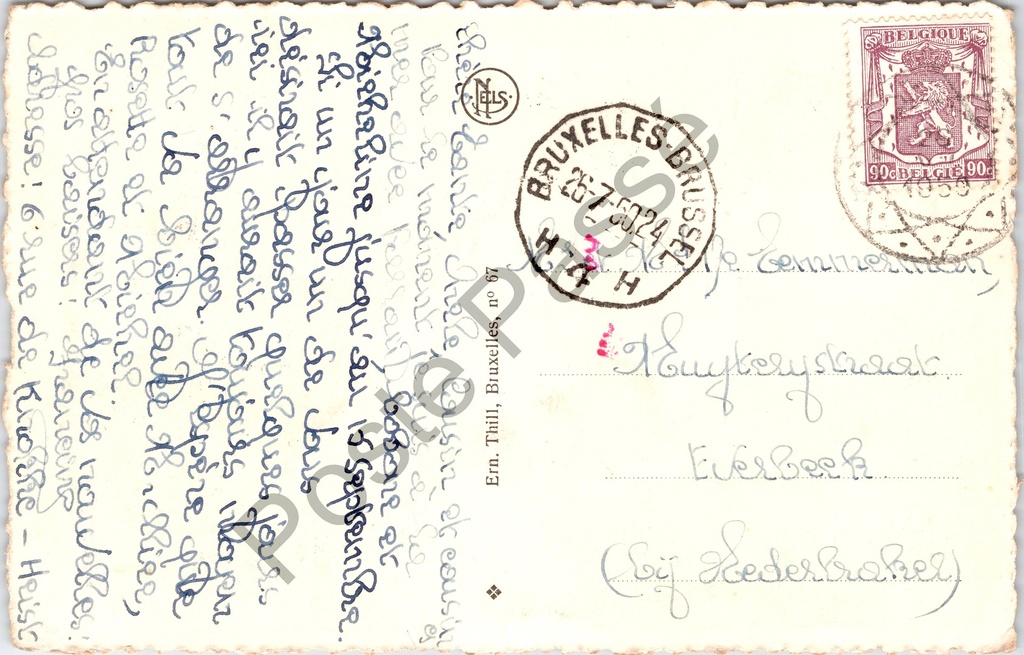 Knokke-Heist - "La Digue (Côté Est) / Zeedijk (Oostkant)" - Grand Hotel des Bains – achterzijde van de originele postkaart