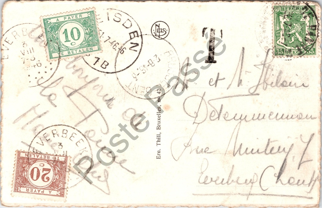 De Panne - "Avenue de la Mer" - Zeelaan met drukte, winkels en oldtimers – achterzijde van de originele postkaart