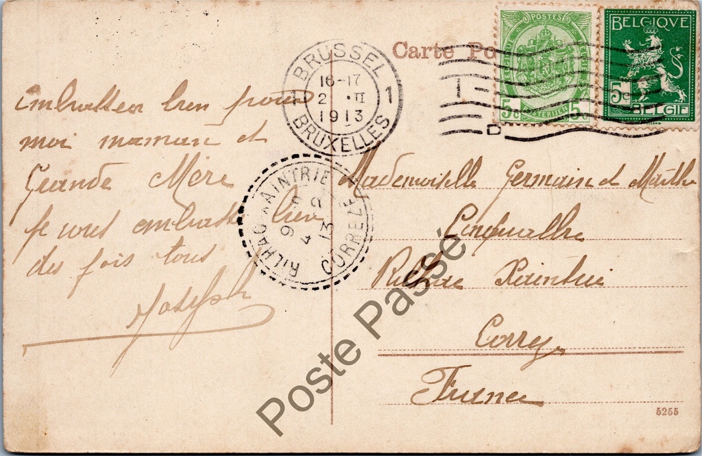 Brussel - "Grande Place. Maison du Roi et des Corporations" - Grote Markt – achterzijde van de originele postkaart