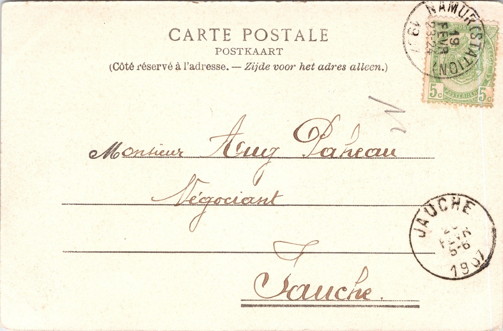 Namur - "Le Théâtre" - Het theater van Namen – achterzijde van de originele postkaart