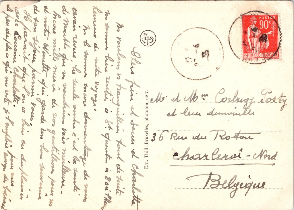 Namur - "Vieilles Maisons sur la Sambre" - Oude huizen langs de Samber – achterzijde van de originele postkaart