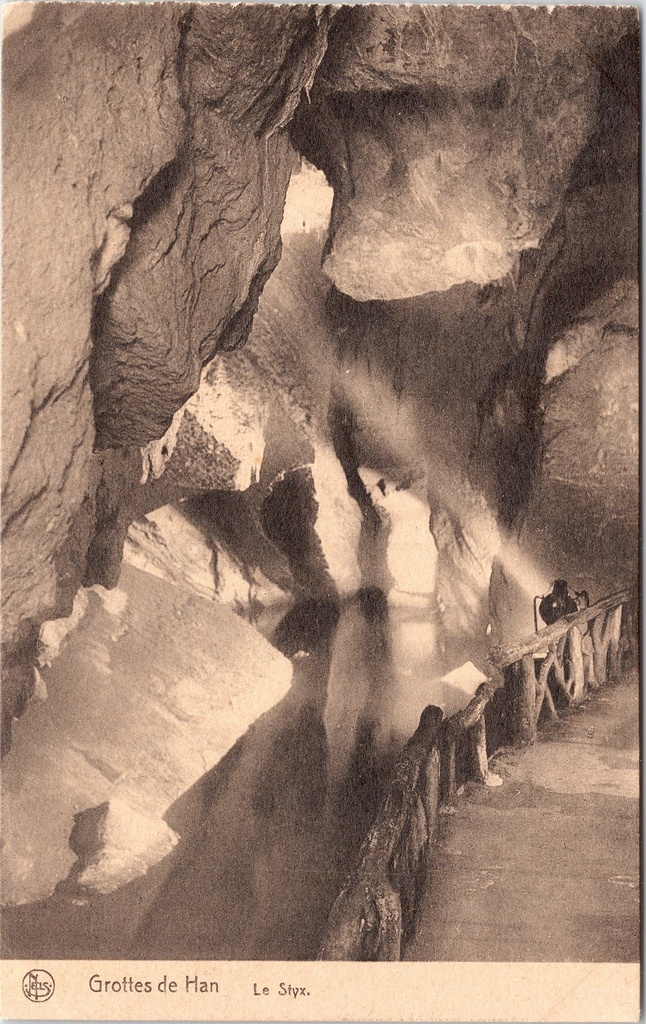 Rochefort - "Grottes de Han - Le Styx" - De Styx in de grotten van Han – achterzijde van de originele postkaart