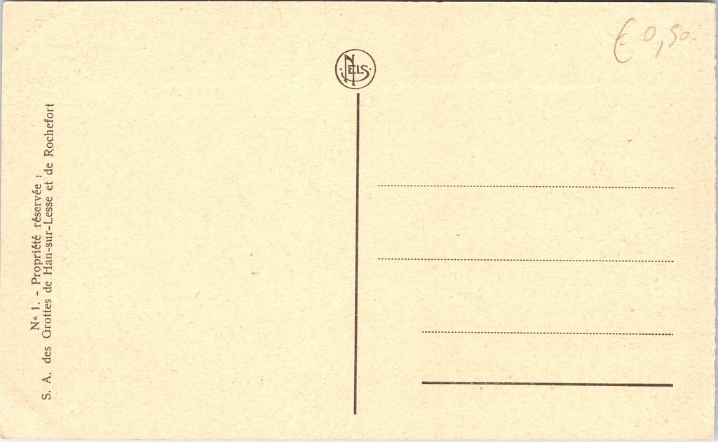 Rochefort - "L'Entrée de la Salle des Draperies" - Ingang van de Draperijenzaal – achterzijde van de originele postkaart