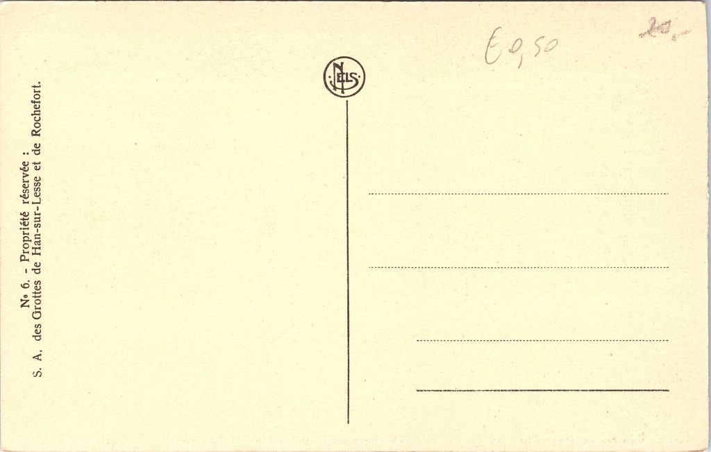 Rochefort - "Grottes de Han - Le Lac d'Embarquement" - Grotten van Han – achterzijde van de originele postkaart