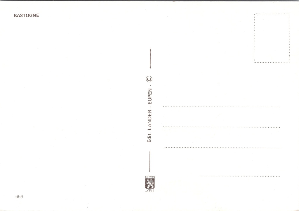 Bastogne - "Un Bonjour de Bastogne" - Meervoudige kaart met Mardasson Memorial – achterzijde van de originele postkaart