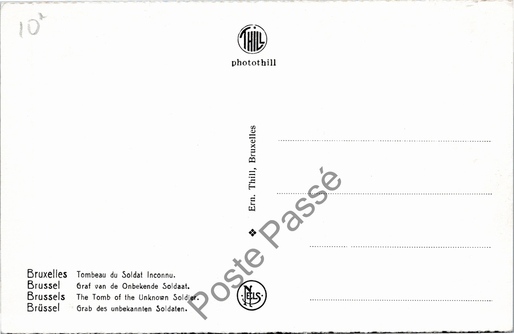 Brussel - "Tombeau du Soldat Inconnu" - Graf van de Onbekende Soldaat – achterzijde van de originele postkaart