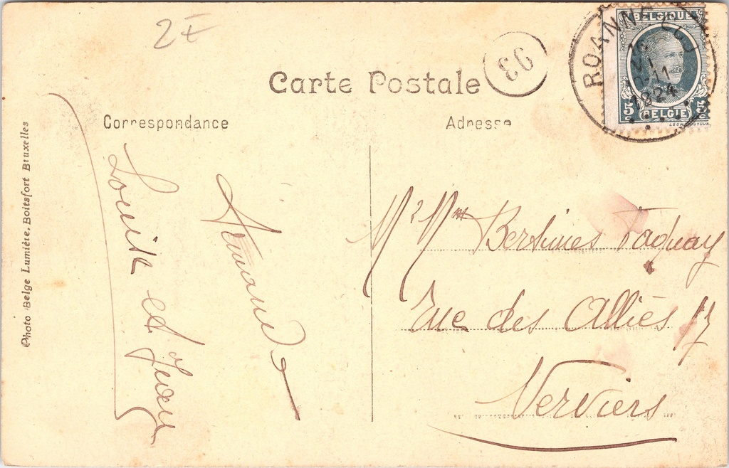 Stavelot - "Vallée de l'Amblève - Cascades de COO" - Waterval van Coo – achterzijde van de originele postkaart