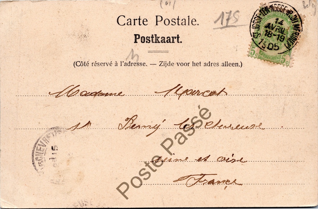 Brussel - "Square Marie Louise" - Maria-Louizasquare – achterzijde van de originele postkaart