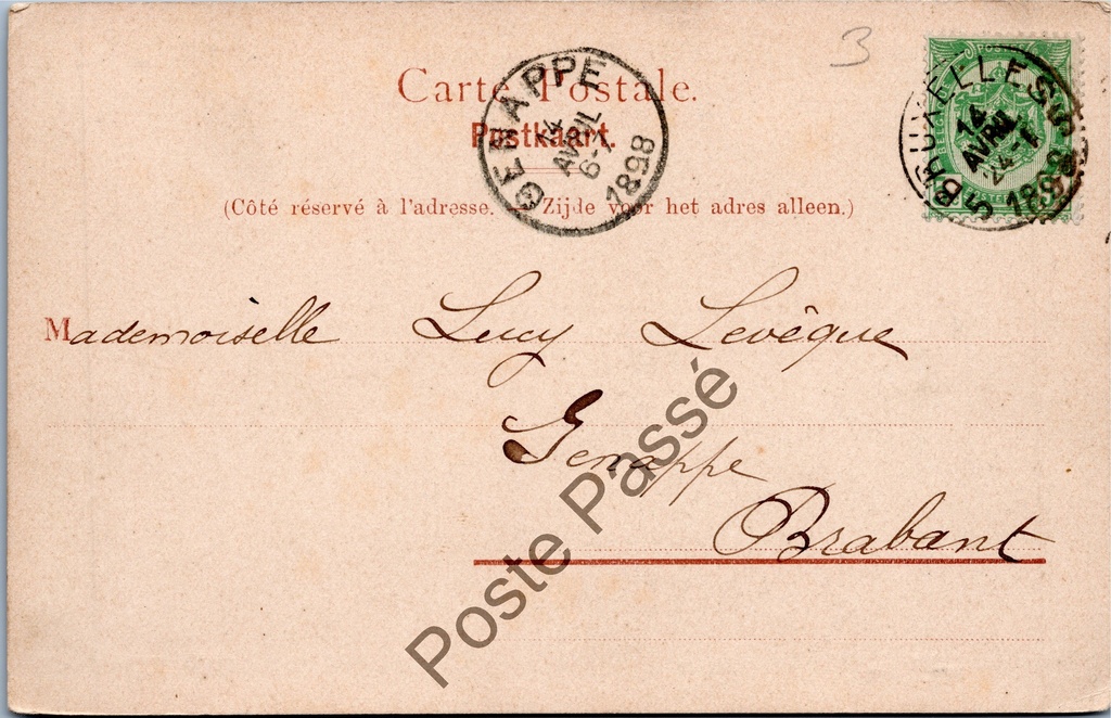 Brussel - "Porte de Hal" - Hallepoort – achterzijde van de originele postkaart