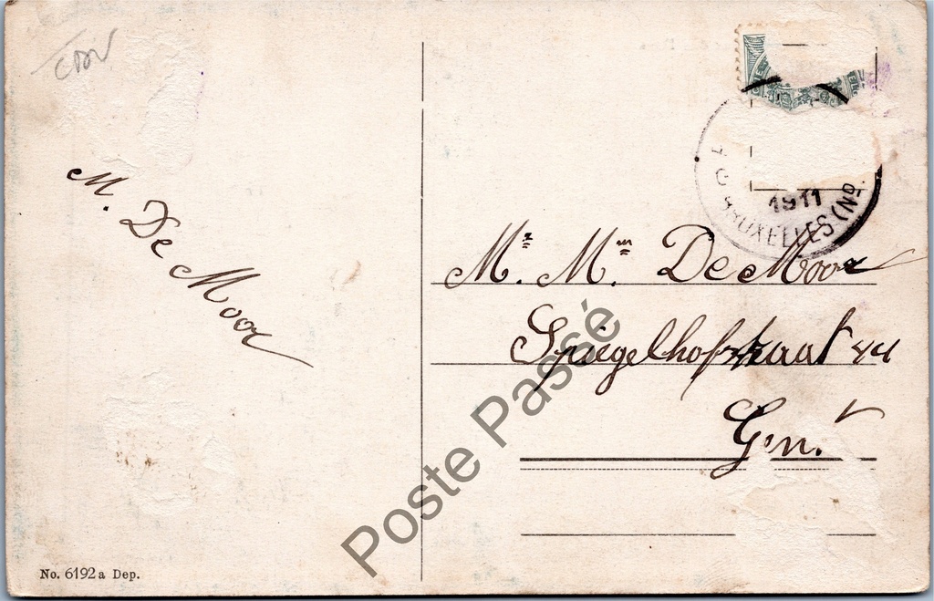 Brussel - "Maison des Ducs" - Hertogenhuis – achterzijde van de originele postkaart