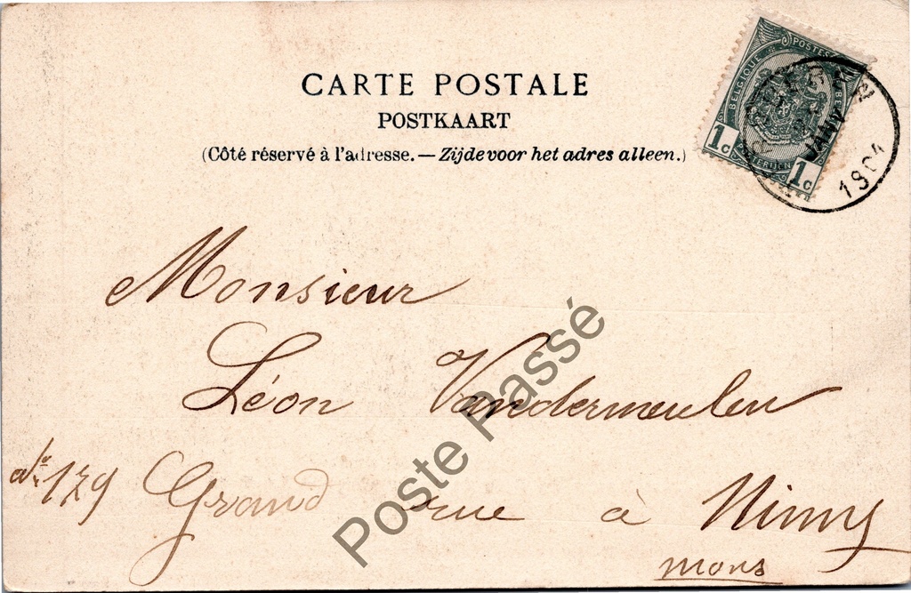 Brussel - "Le Ravin du Bois de la Cambre - Le Pont Rustique" - Ravijn – achterzijde van de originele postkaart