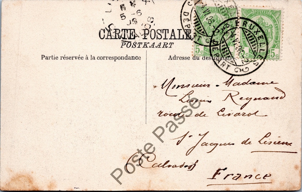 Brussel - "Église Ste-Marie" - Sint-Mariakerk – achterzijde van de originele postkaart