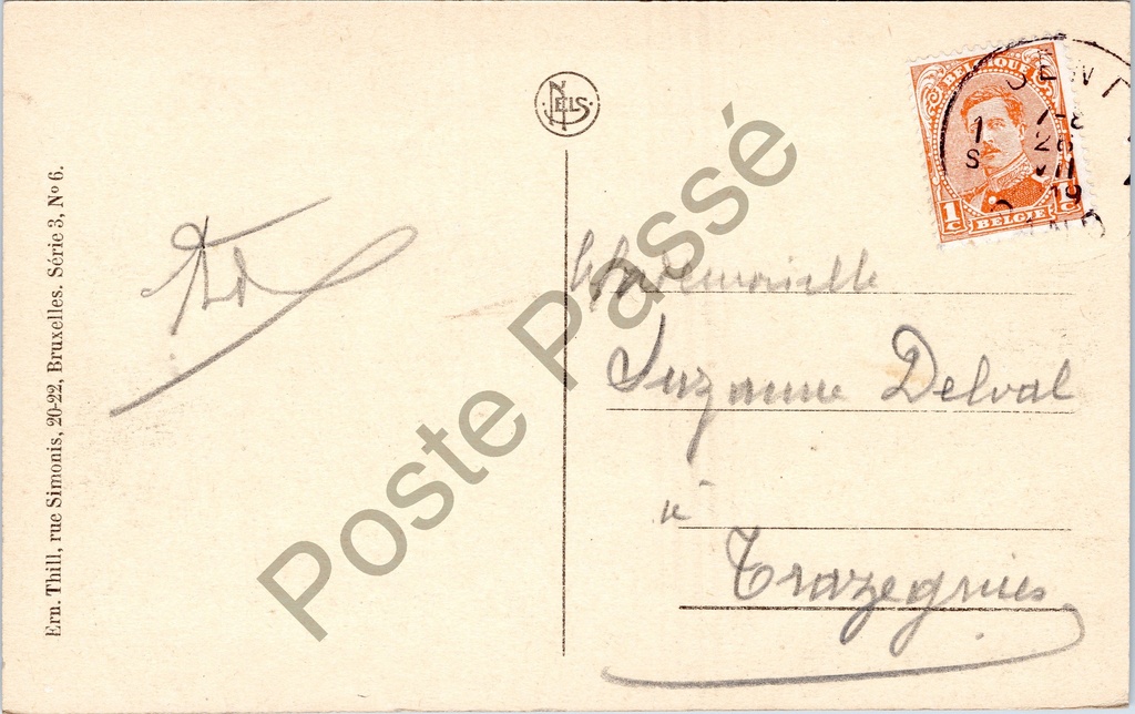 Gent - "Panorama (Eglise St. Nicolas, le Beffroi et l'Eglise St. Bavon)" - Stadspanorama – originele postkaart, afbeelding 2