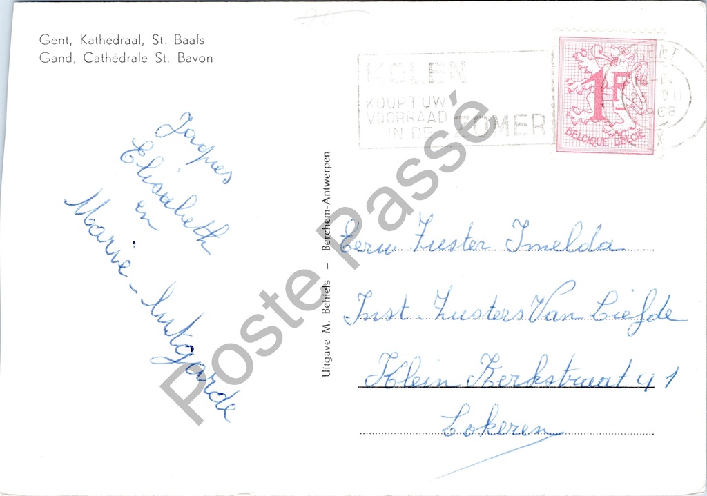 Gent - "Gent, Kathedraal, St. Baafs" - Luchtfoto van de Sint-Baafskathedraal – originele postkaart, afbeelding 2