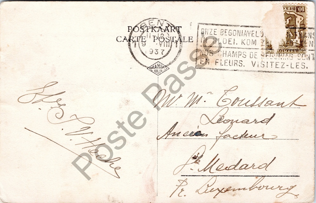 Gent - "Gravenkasteel / Château des Comtes" - Het Gravensteen middeleeuwse burcht – achterzijde van de originele postkaart