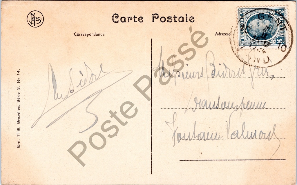 Gent - "Gand La Gare Saint-Pierre" - Het station Sint-Pieters – achterzijde van de originele postkaart