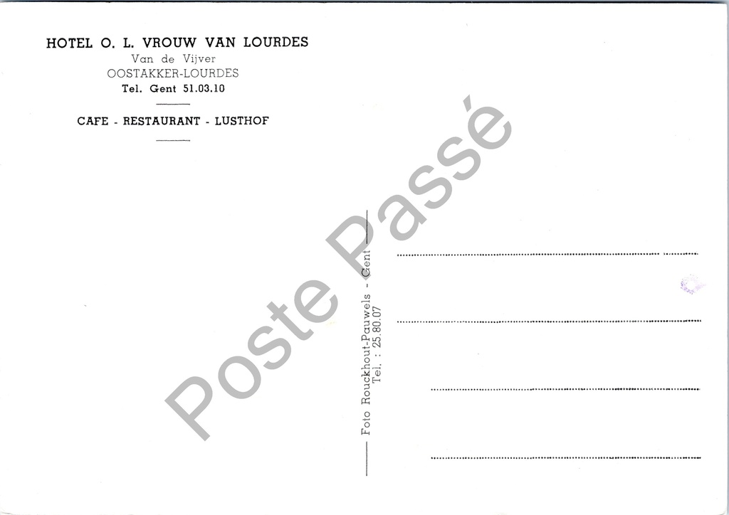 Oostakker - "Groeten uit Souvenir de Lourdes-Oostakker" - Meerzichtkaart – achterzijde van de originele postkaart