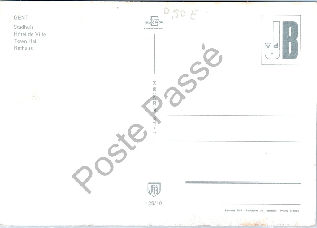 Gent - "Stadhuis" - Stadhuis van Gent – originele postkaart, afbeelding 3