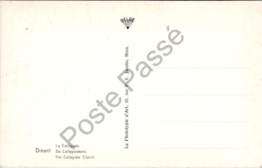 Dinant - "La Collégiale" - Collegiale Notre-Dame – achterzijde van de originele postkaart