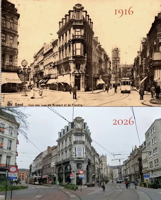 Gent - "Coin des rues de Brabant et de Flandre" - Hoek Brabantstraat en Vlaanderenstraat – originele postkaart, afbeelding 3
