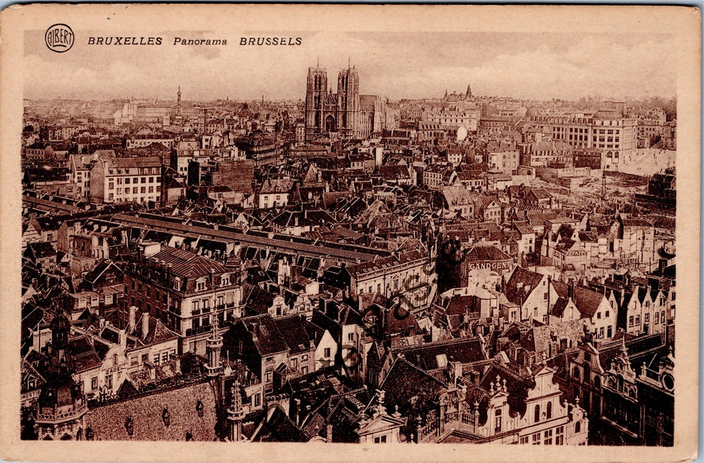 [Brussel0318] Brussel - "Panorama" - Panoramisch stadsbeeld vanaf de toren van het Stadhuis met Sint-Goedelekathedraal