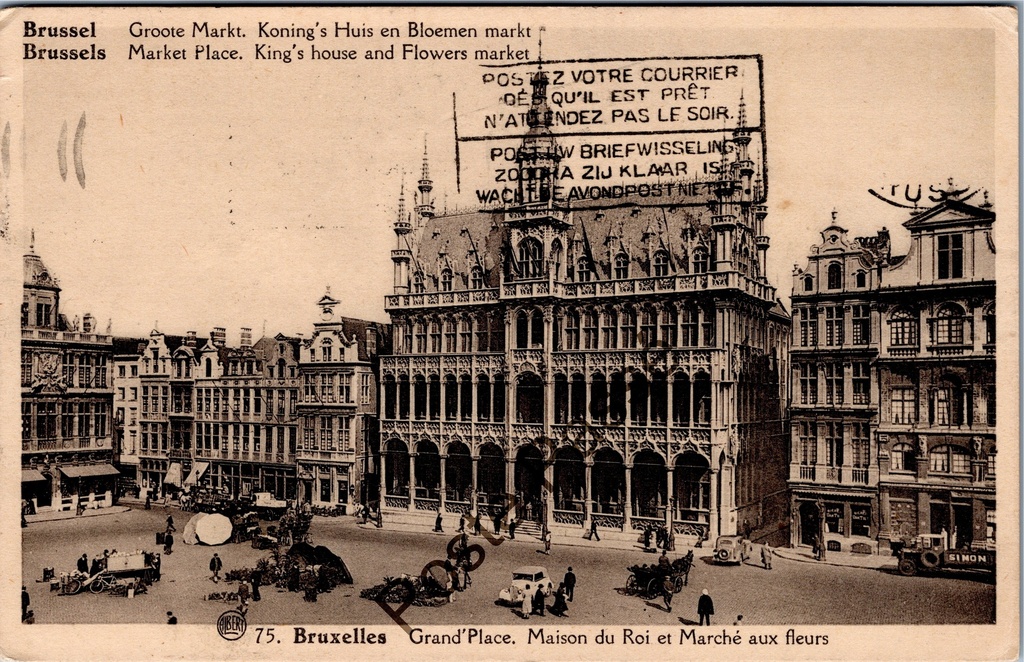 [Brussel0626] Brussel - "Grand'Place. Maison du Roi et Marché aux fleurs" - Grote Markt met Broodhuis en bloemenmarkt