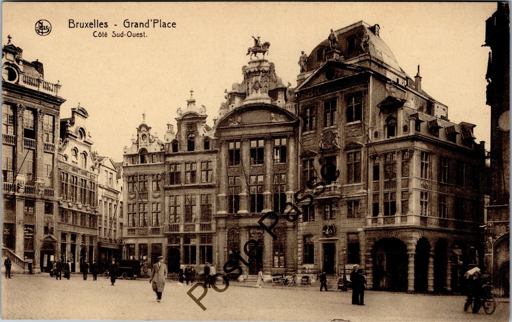 Brussel - "Grand'Place Côté Sud-Ouest" - Grote Markt zuidwestzijde met gildehuizen