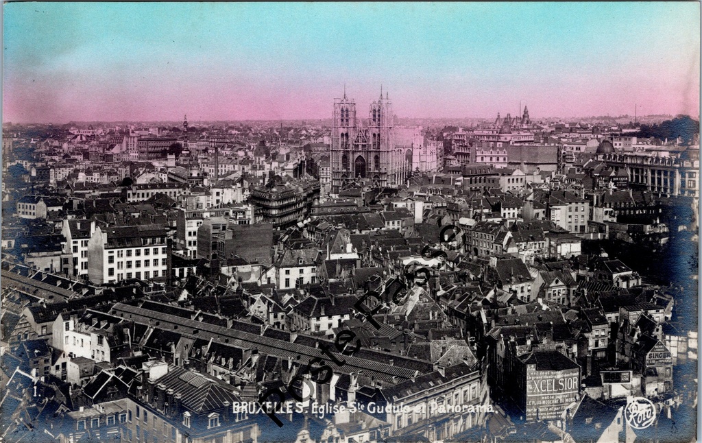 [Brussel0358] Brussel - "Eglise Ste Gudule et Panorama" - Kathedraal Sint-Goedele en stadspanorama