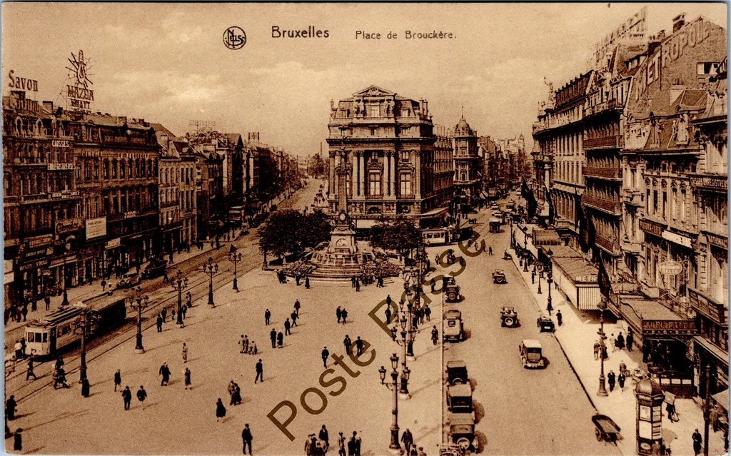 [Brussel0450] Brussel - "Place de Brouckère" - De Brouckèreplein met trams en auto's