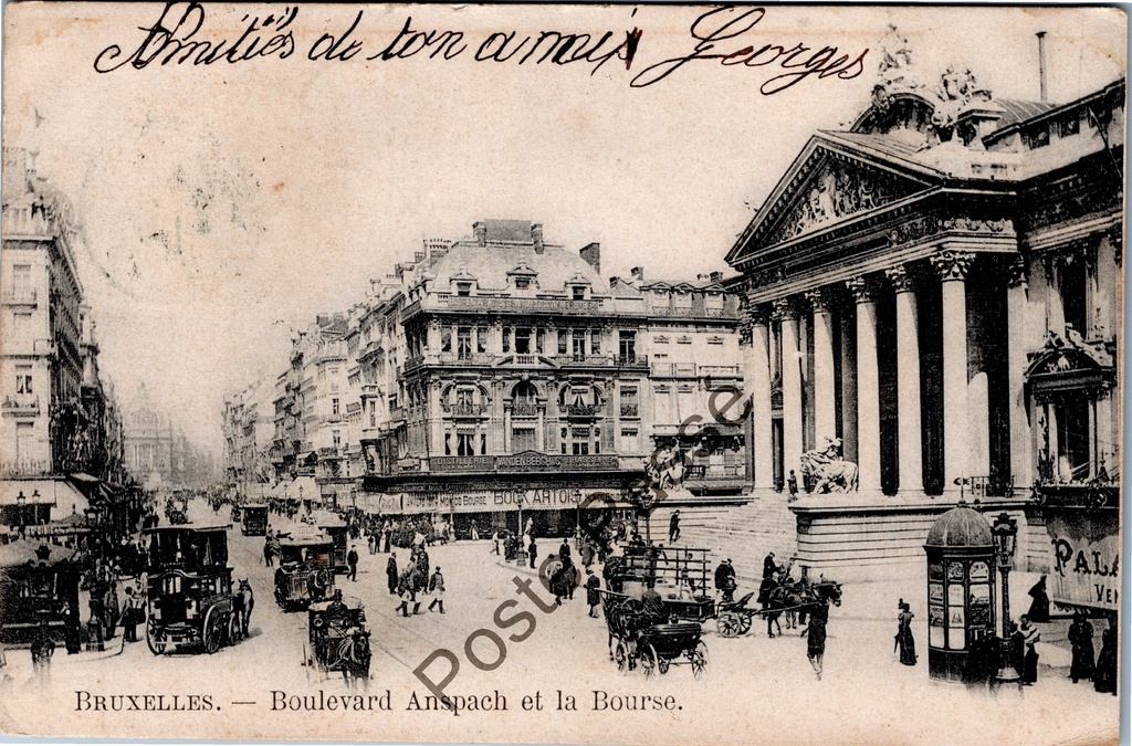 [Brussel0280] Brussel - "Boulevard Anspach et la Bourse" - Anspachlaan en de Beurs