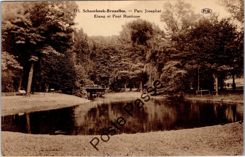 Schaarbeek - "Parc Josaphat Etang et Pont Rustique" - Josaphatpark vijver en rustieke brug