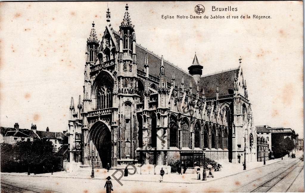 [Brussel0130] Brussel - "Eglise Notre-Dame du Sablon et rue de la Régence" - Onze-Lieve-Vrouw ten Zavel en Regentschapsstraat