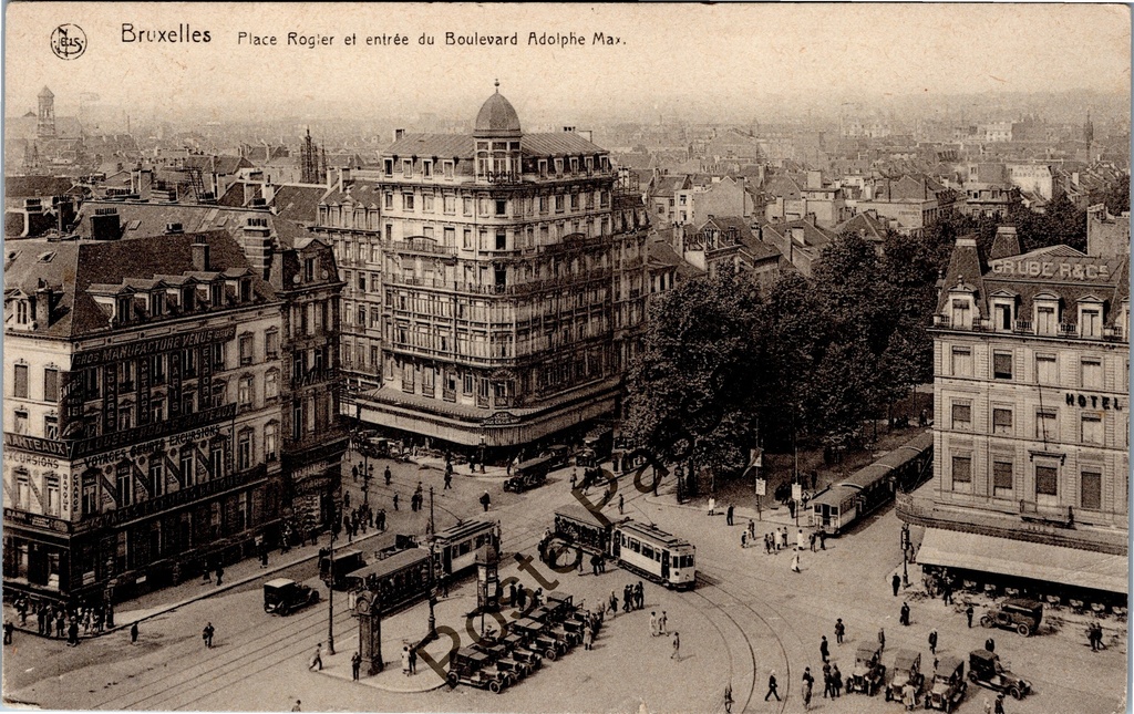 Brussel - "Place Rogier et entrée du Boulevard Adolphe Max" - Rogiersplein en ingang Adolphe Maxlaan