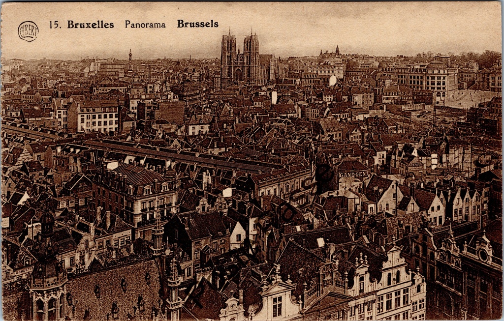Brussel - "Panorama" - Stadspanorama met Kathedraal