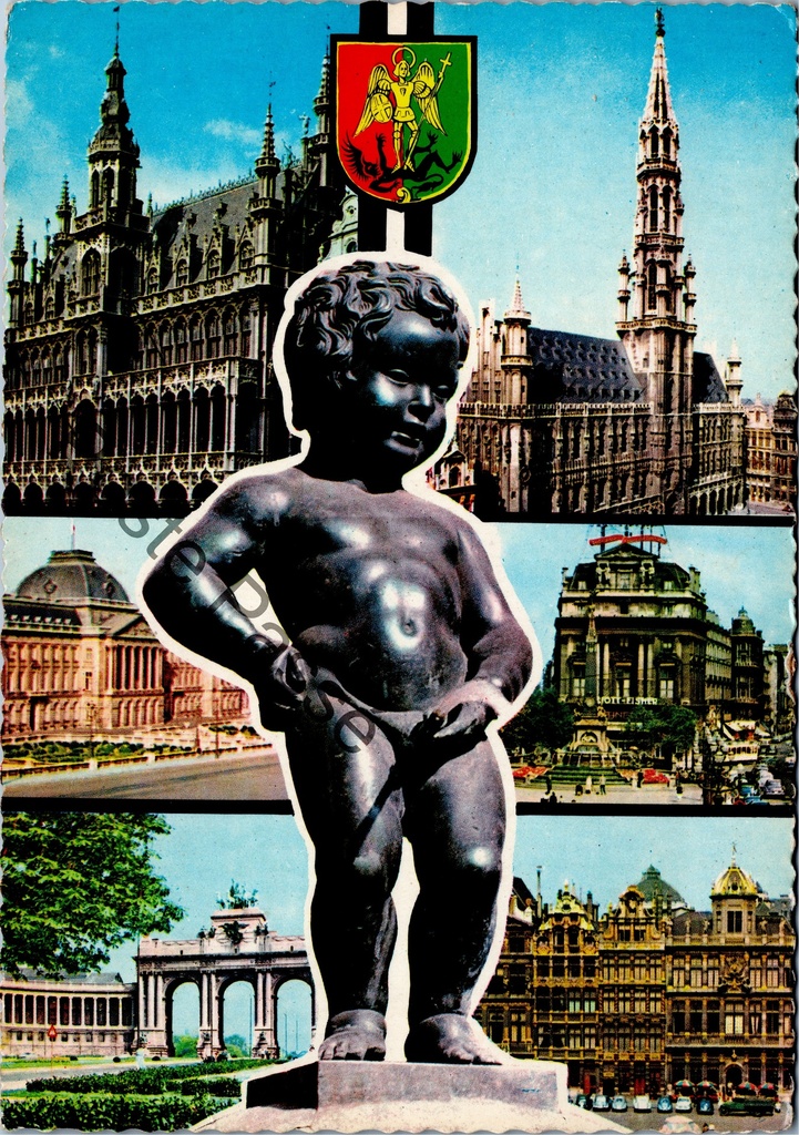 [Brussel0032] Brussel - "Souvenir de Bruxelles" - Manneken Pis met bezienswaardigheden
