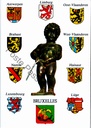Brussel - "BRUXELLES" - Manneken Pis met wapens van de 9 Belgische provincies