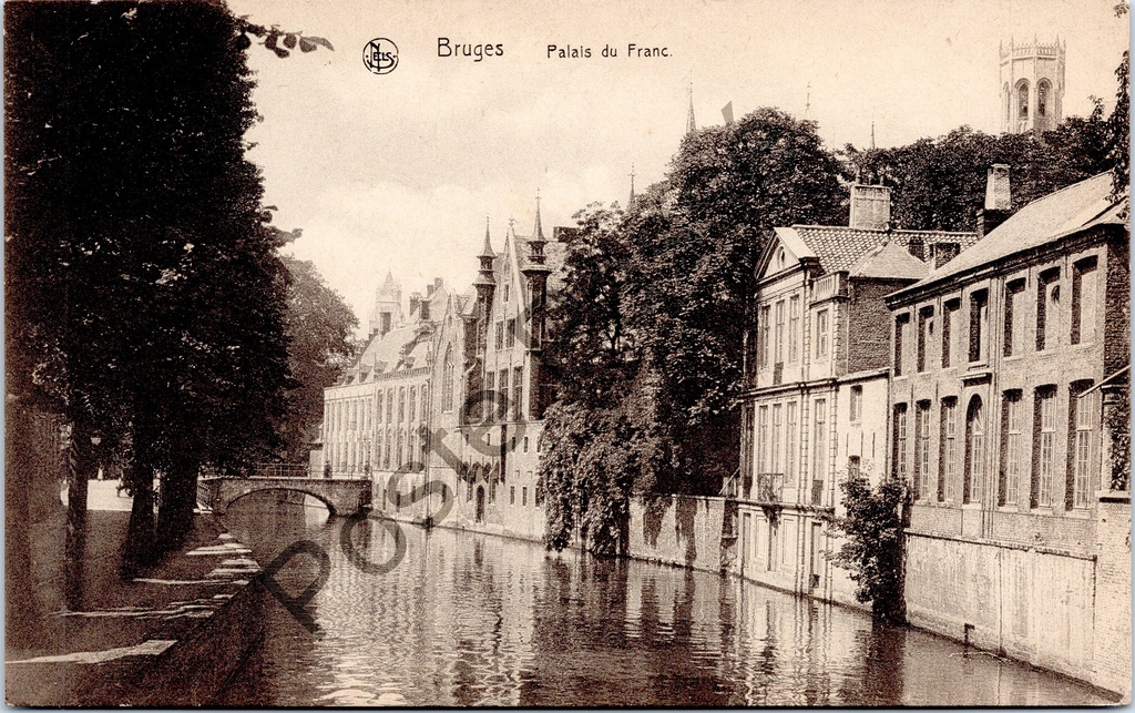 [Brugge0034] Brugge - "Bruges Palais du Franc." - Zicht op het Paleis van het Brugse Vrije langs de gracht