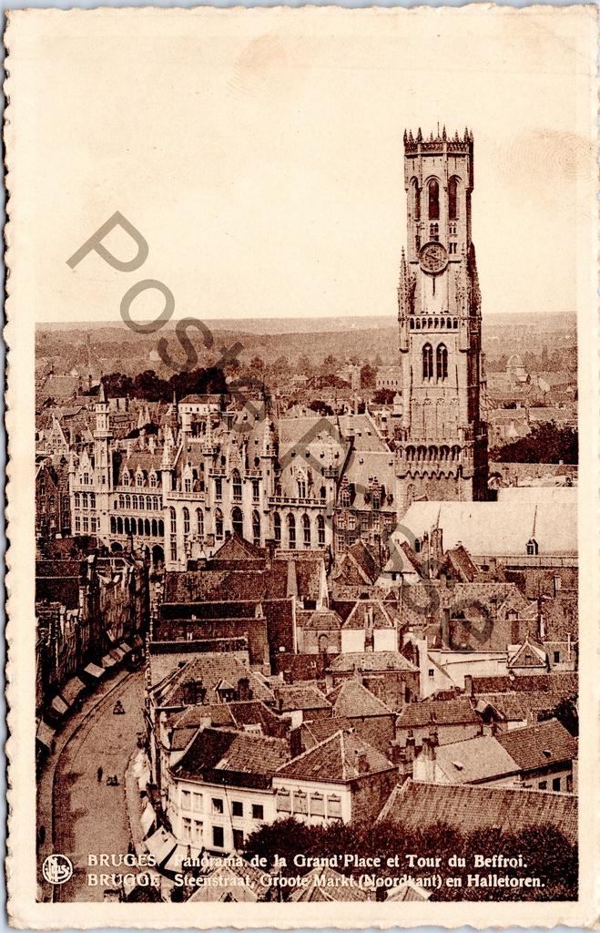 [Brugge0040] Brugge - "Panorama de la Grand'Place et Tour du Beffroi" - Luchtpanorama van de Grote Markt en Belfort
