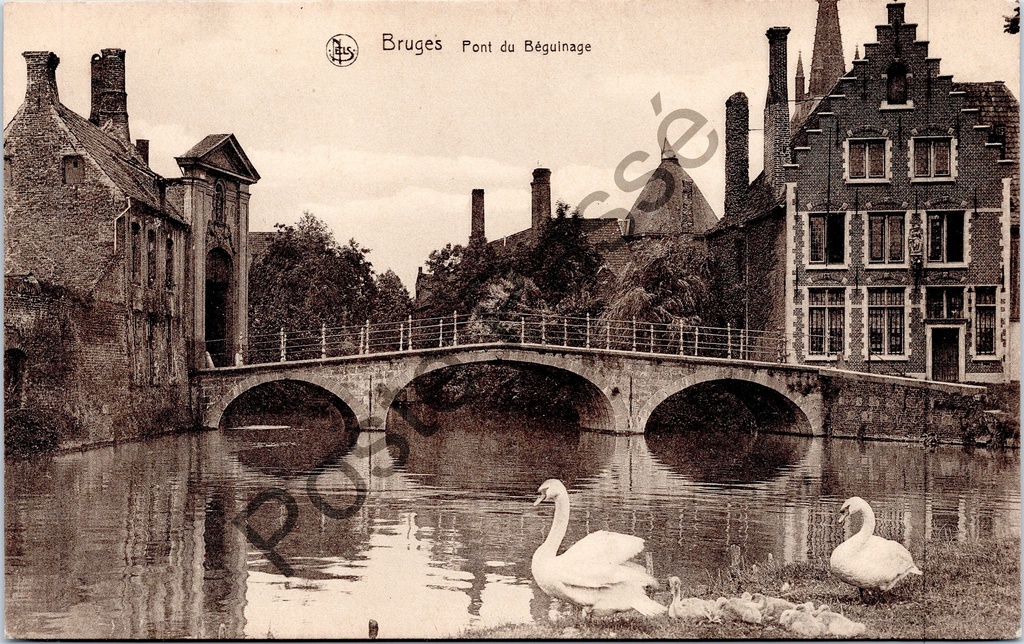 [Brugge0062] Brugge - "Bruges Pont du Béguinage" - Brug aan het Begijnhof met zwanen op de gracht