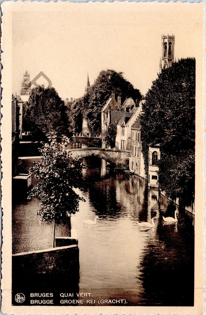 Brugge - "Quai Vert / Groene Rei (Gracht)" - Zicht op de Groene Rei gracht