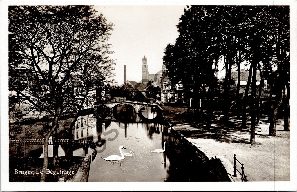 [Brugge0086] Brugge - "Bruges, Le Béguinage" - Het Begijnhof met zwanen op de gracht
