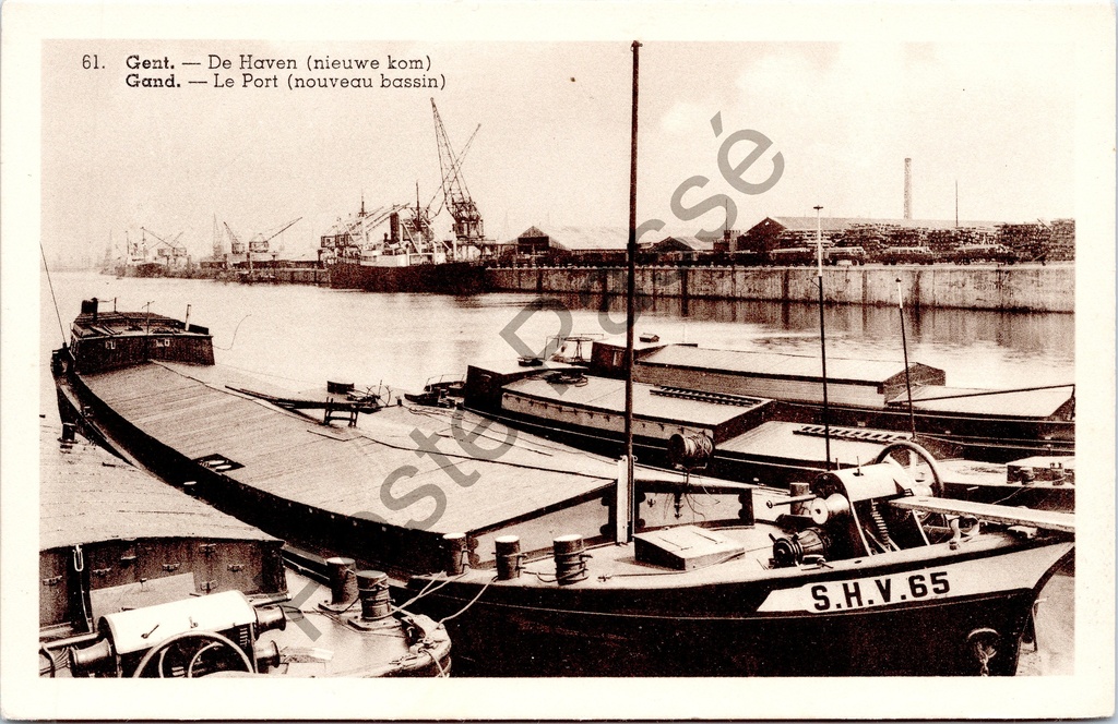 Gent - "De Haven (nieuwe kom)" - Zicht op de nieuwe kom van de haven met binnenvaartschepen