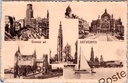 Antwerpen - "Groeten uit Antwerpen" - Meervoudige groetkaart met Torengebouw, Hoofdkerk, Het Steen en Centraal Station