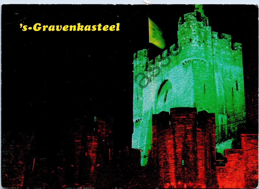 [Gent0312] Gent - "'s-Gravenkasteel" - Gravensteen bij nacht met gekleurde verlichting