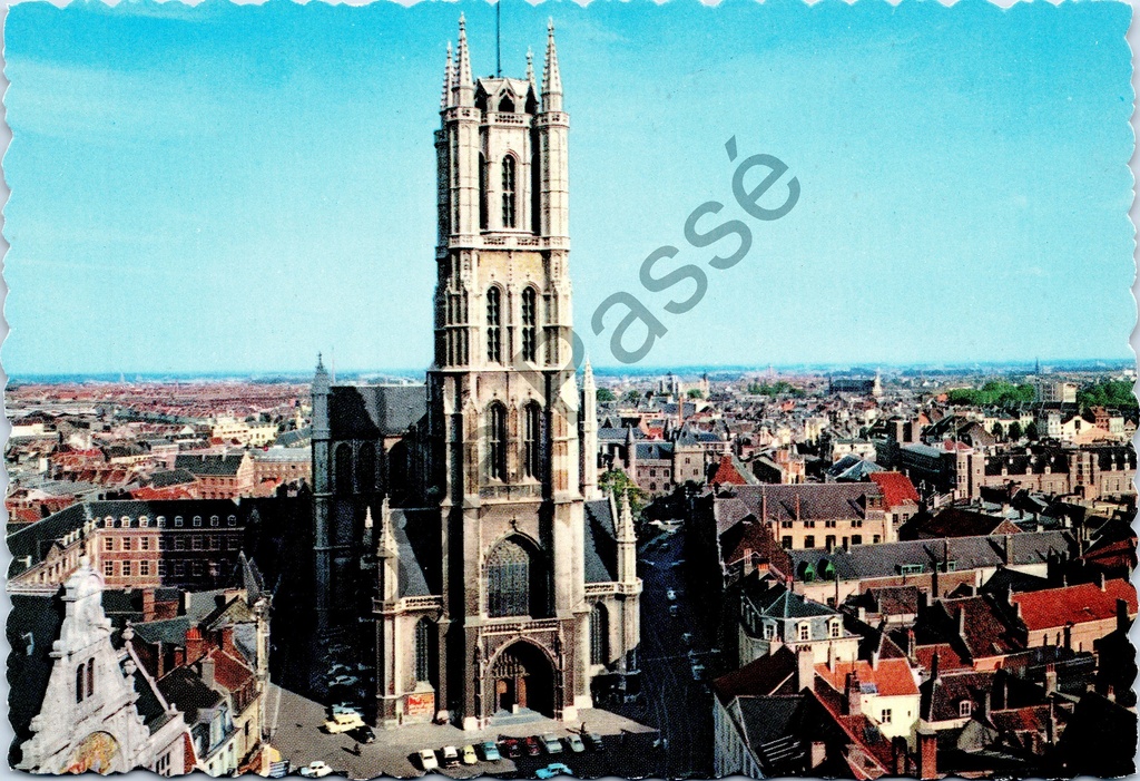 [Gent0316] Gent - "Gand : Cathedrale St-Bavon / Gent : St-Baafskathedraal" - Luchtfoto van de Sint-Baafskathedraal