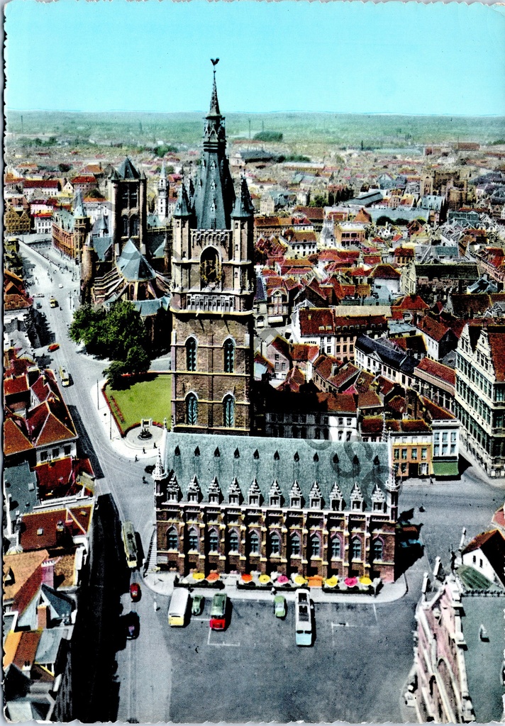 [Gent0322] Gent - "Het Belfort met Panorama" - Luchtfoto van het Belfort met stadspanorama