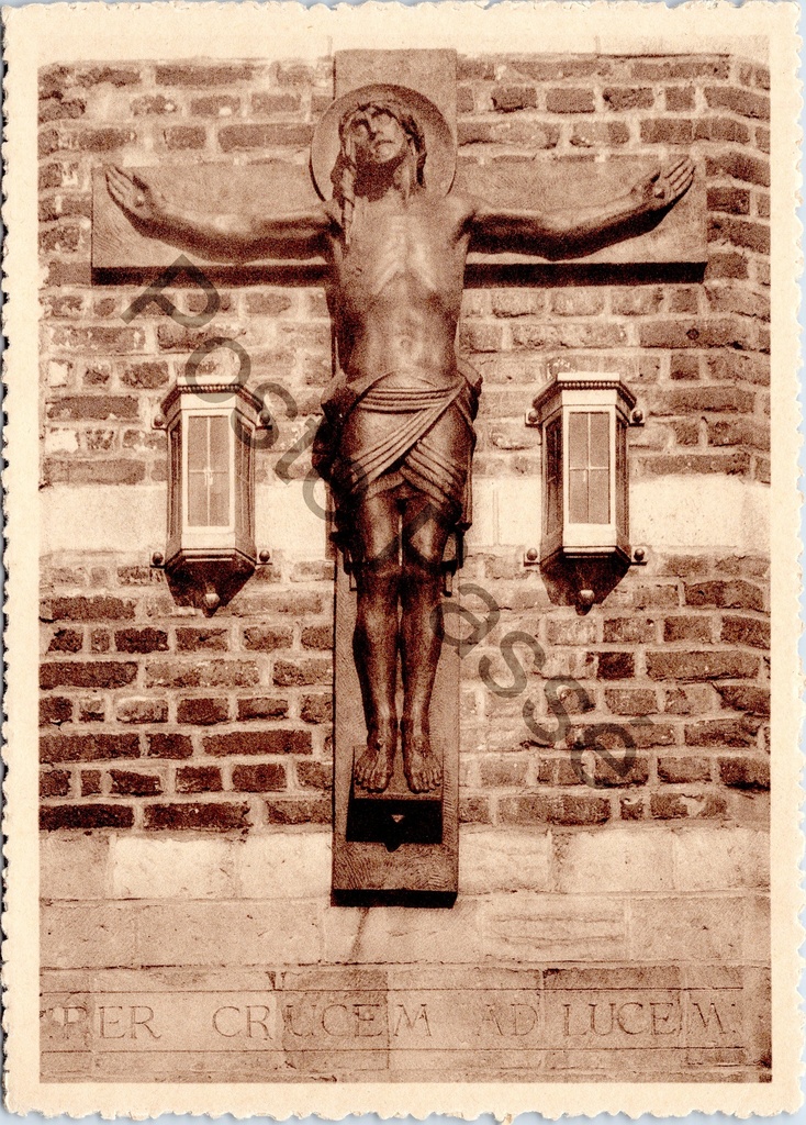 [Gent0328] Gent - "PER CRUCEM AD LUCEM" - Kruisbeeld bij Klooster der Zusters van Liefde, Sint-Baafsplein