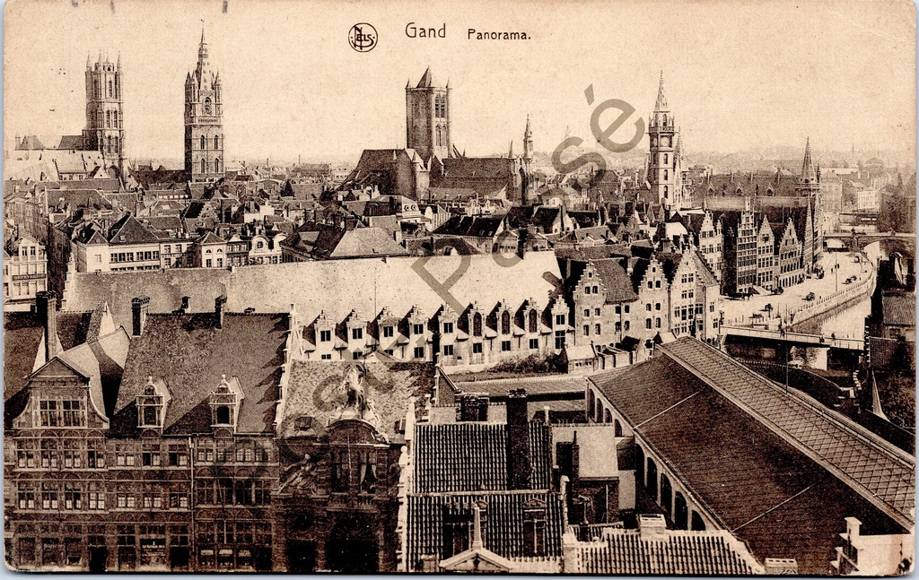 Gent - "Gand Panorama." - Panoramisch stadsgezicht over Gent