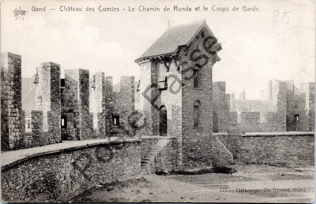 Gent - "Château des Comtes - Le Chemin de Ronde et le Coups de Garde" - Gravensteen, weergang en wachtpost